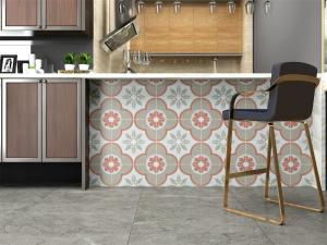 China Retro Flower Non-Slip Ceramic Rustic Tiles For Kitchen And 200x200mm Wall Tiles For Dining Room factory