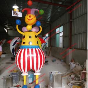 China Outdoor Garden sculpture clown statue strong fiberglass material in garden/ plaza/ shopping mall for attraction factory