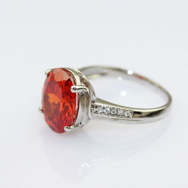 Women Jewelry 925 Silver 9mmx11mm Oval Pink Cubic Zircon Ring(R130)