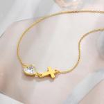 YASVITTI Bezel Heart Cubic Zirconia Necklace 925 Silver Classic Cross Plain