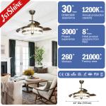 Cooling Air and Light Function 1stshine Copper Decorative LED Ceiling Fan 3*PC