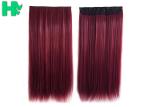 Heat Resistant Fiber Synthetic Clip In Hair Extension Silk Straight For Women