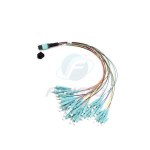 China 24F MTP To LC OM3 Breakout Pigtail Patch Cord Fanout Cable 0.35m factory