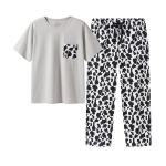 2XL L Mens Sleepwear Warm Pajamas Two-Piece Knitted Night Suit Set