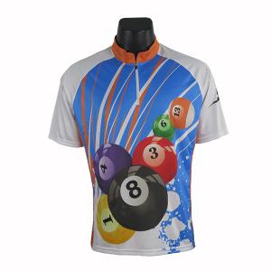 China Free Design New Style Blue Custom Short Sleeve Billiards Pool Jersey For Men factory