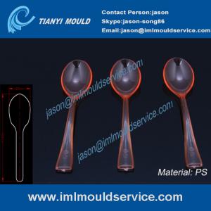 China PS small red clear plastic disposable ice cream spoon and serving spoon mould factory