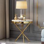 0.55 M High Stainless Steel Marble Circular Sofa Side / END Table