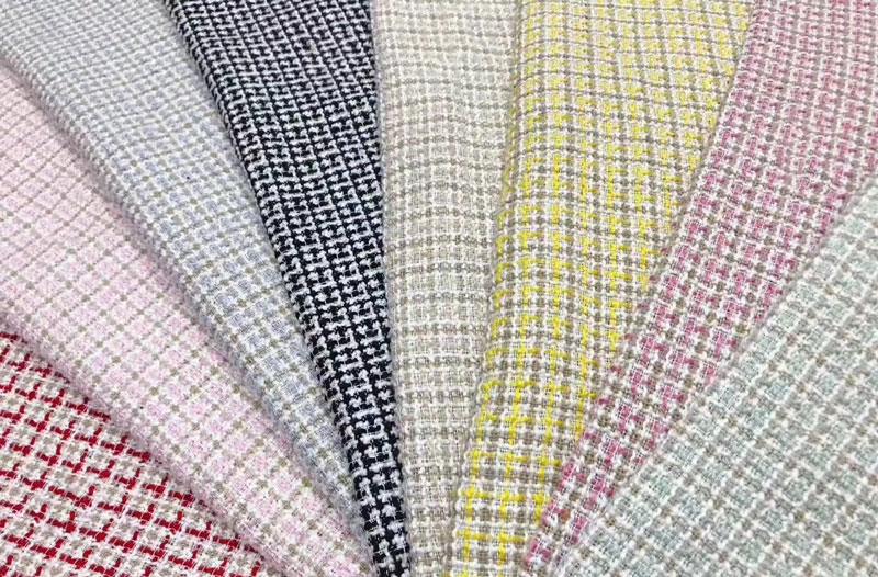 celana blue herringbone tartan wire shiny lurex striped plaid  check polyester worsted tweed fabric suit garment for pants dress