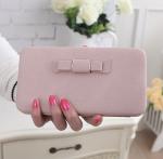 2016 new butterfly knot women's long wallet embossed leather fashion