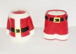Hand Painted Ceramic Salt And Pepper Shakers Pots Christmas Santa Coat and Pant