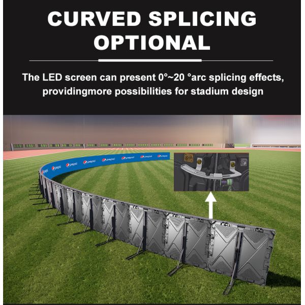 YUYI LED Stadium Screen with Arc Splicing Adjustable Bracket and Cooling Fans for Outdoor Rental LED Display