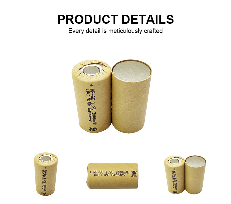 500 Cycle Nimh Sc Battery 3000mah 1.2v Rechargeable Battery Pack