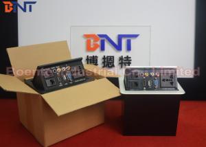 China Hydraulic Desktop Power Sockets / Pop Up Electrical Outlet With USB / HDMI / VGA Bottom Connection factory