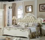 2017 newest Classic French style wooden soft leather bed