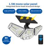 Solar light|LED waterproof three-head multi-angle lighting|1.5w monocrystalline