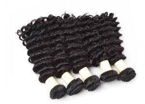 China Deep Wave Remy Human Hair Extensions , Natural Color Virgin Mongolian Curly Hair factory