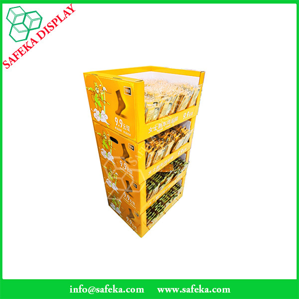 Portable shelves corrugated merchandise display shelf cardboard stackable display case for socks