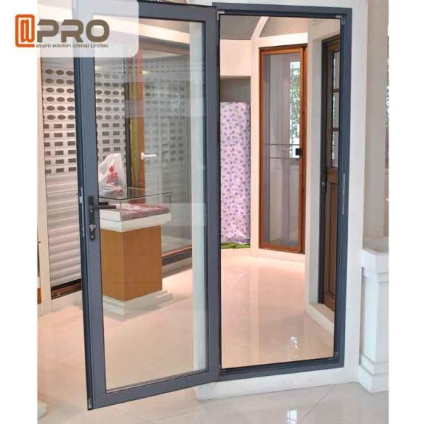 Long Life Span Tempered Glass Door , Double Swing Modern Aluminium Doors hinges