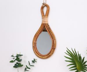 China Natural Handmade Decorative Wall Rattan Mirror Modern Luxury home decorations willow wicker Mirror factory