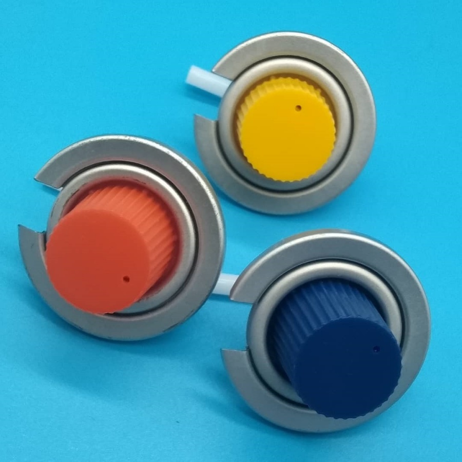 Efficient Compact Gas Canister Valve for Lighter Refill Fuel Canisters with Self-Sealing Nozzle Design