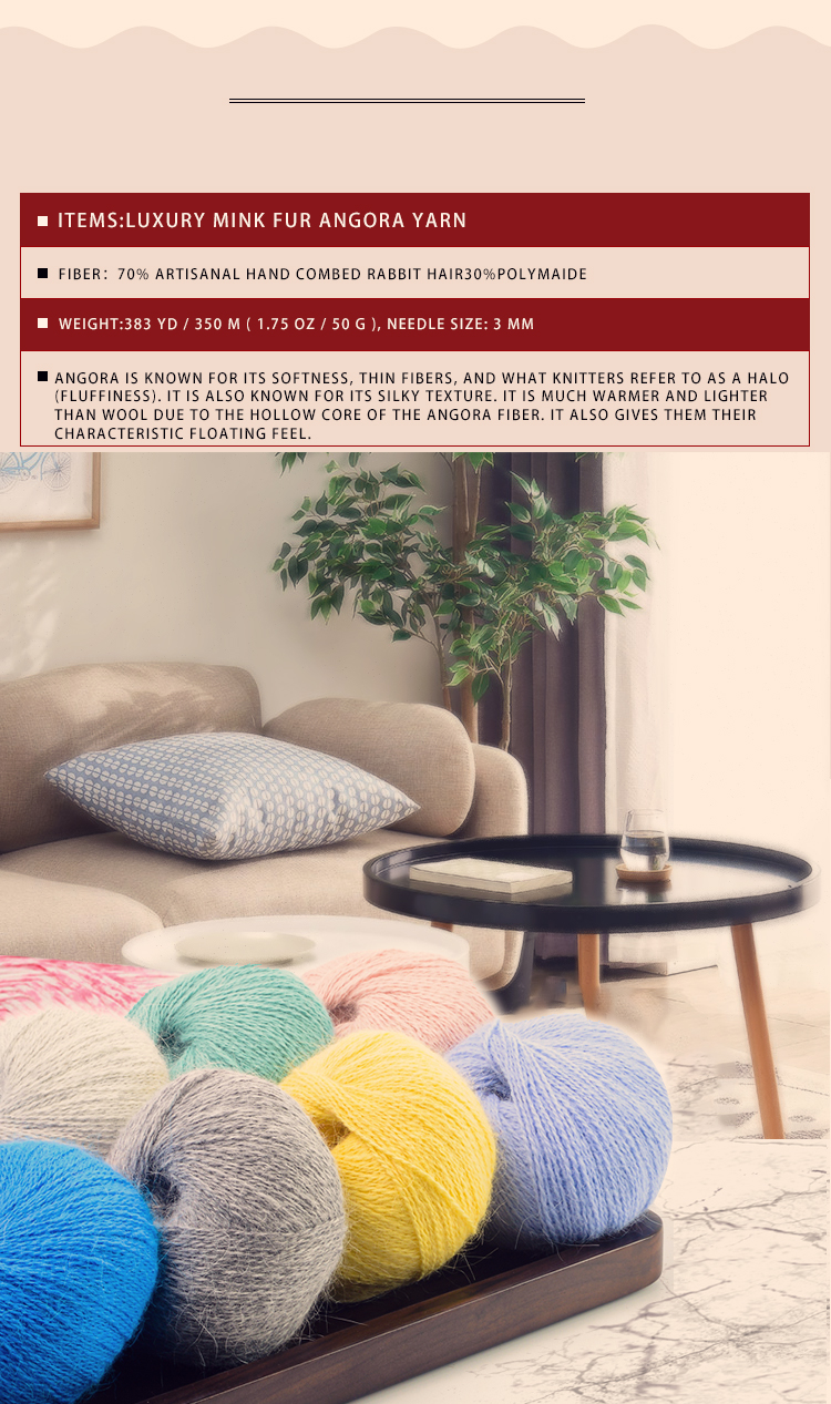 Soft Fluffy Fuzzy Brushed Yarn 15% Angora Wool Yarn Knitted 106 Colors