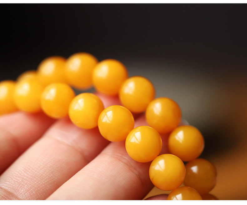 Fashion Jewelry Natural Round Bead Stone Natur Orange Yellow Amber Crystal Elastic Bracelet For Gift Bracelet Amber Tasbih Muslim Islamic Rosary
