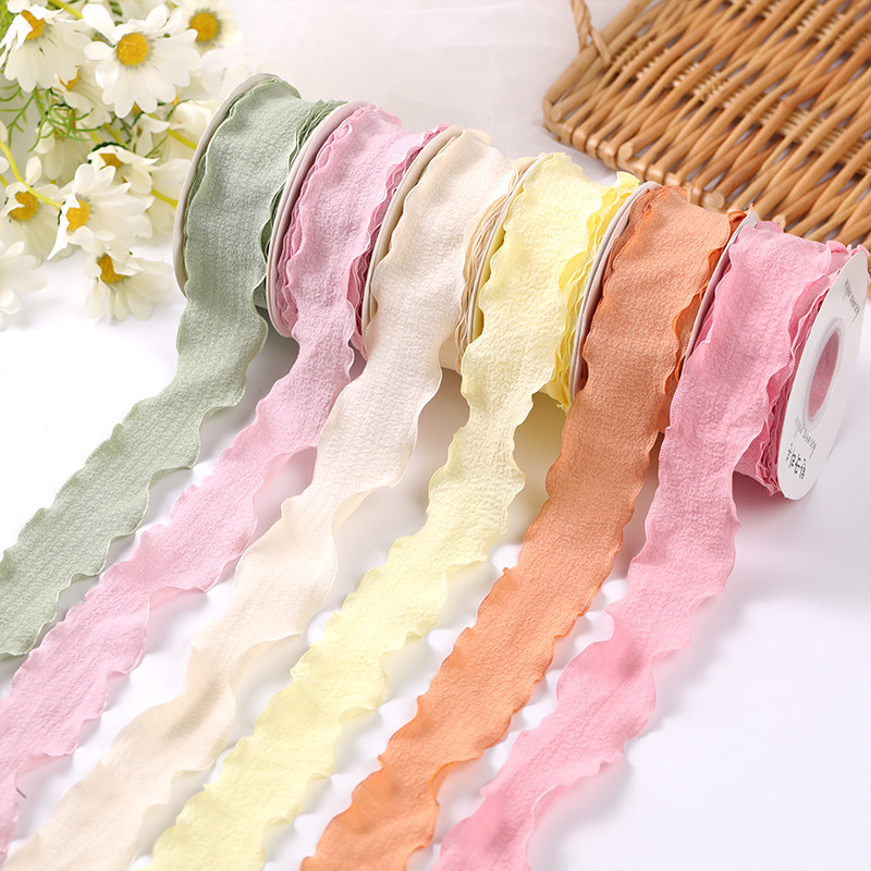 40mm Valentine'S Colored Jute Ribbon Linen Wrinkle Edge Jute Lattice Ribbon