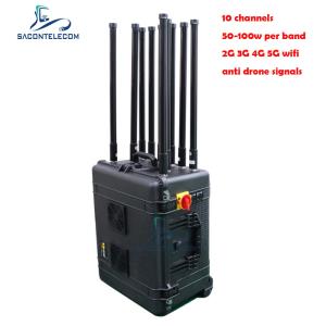China 10 Antennas 300m Range Convoy Bomb Jammer High Power 500w Draw Bar Box factory