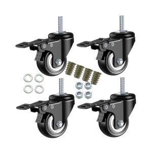 China 5 Inches Overall Height Polyurethane Casters for Heavy Duty 1000 Lbs Load Capacity Ball Bearing Included factory