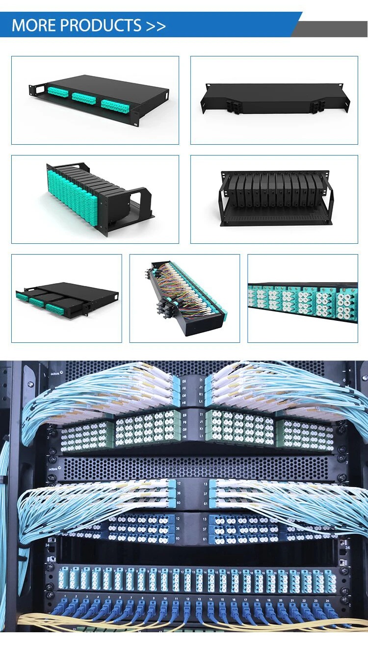 FTTH FTTX 12/24 Fiber Mtp/Mpo Cassettes 8 Port Patch Panel for SM/OM3/OM4 Fiber Networks