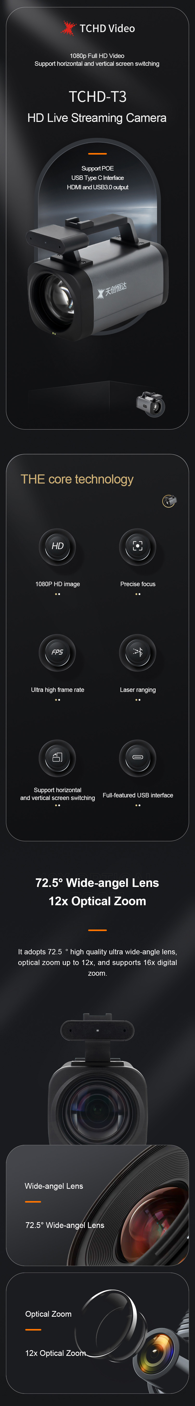 1080I60/50/59.94 HDMI Video Streaming Camera with 12x Zoom for Amazon Tiktok Live Show
