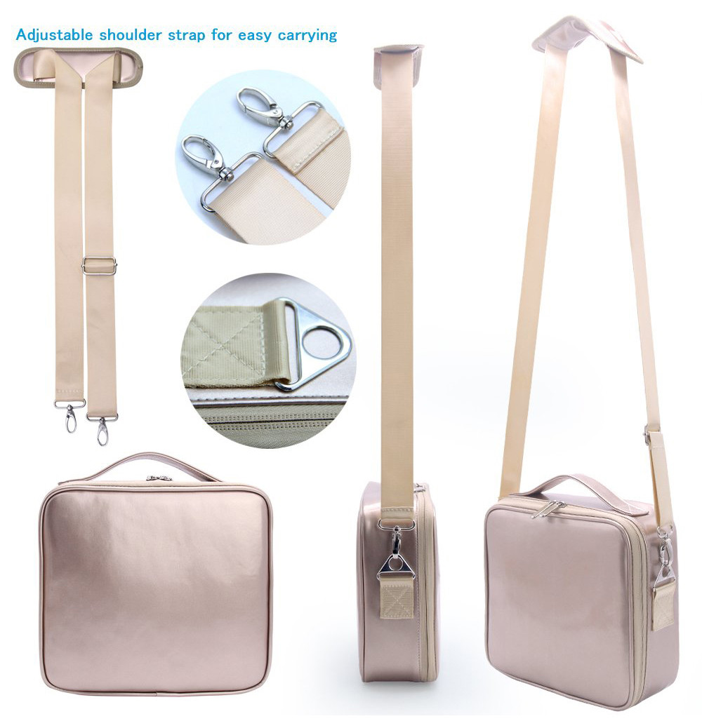 Women PU Makeup Train Case With Adjustable Dividers
