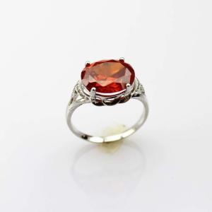 China Women Jewelry Sterling Silver Ring with 10mmx12mm Oval Red Cubic Zirconia(F41) factory