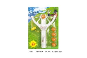 China Funny 8 &quot; Plastic Slingshot Toy Kids Sports Toys With 5 Softballs White Color factory