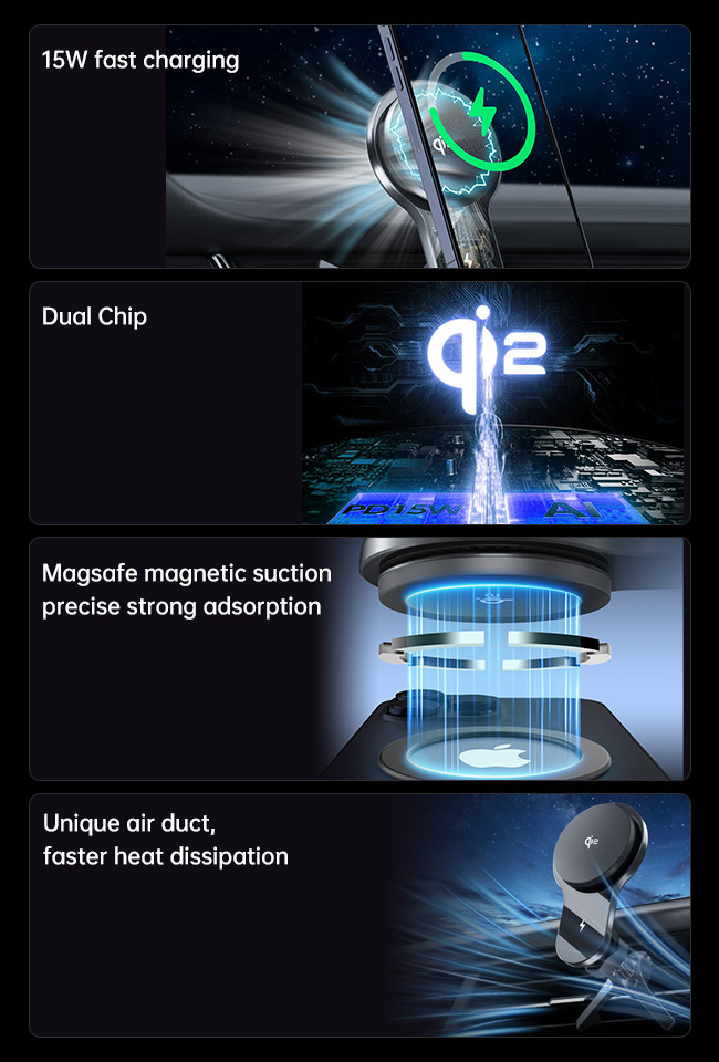 Qi2 Fan Magnetic Wireless Charger Car Phone Holder With Well-Designed Motherboard And Coil Layout For Simultaneous Cooling