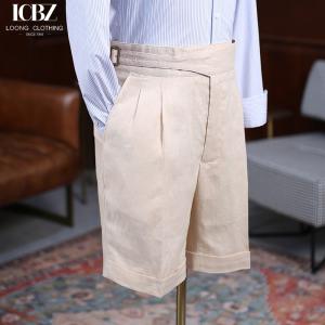 China Breathable Men's Linen Shorts High Waist Loose Curled Casual Summer Quarter Pants Trousers factory