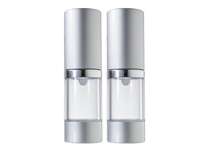 Silver Color Airless Cosmetic Bottles Customized 15ml - 30ml Easy To Carry