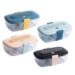 Green Straw Plastic Cover Multifunctional Glass Lunch Box