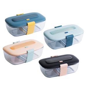 China Green Straw Plastic Cover Multifunctional Glass Lunch Box factory