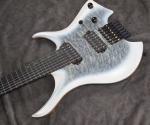 2025 Fanned Frets 7 Strings Headless Electric Guitar White Color with Eye Poplar