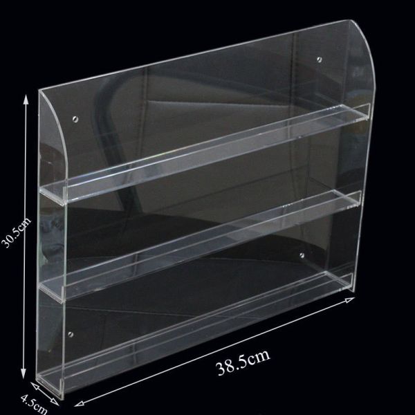 Clear 3- Shelve Wall-Mounted Acrylic Nail Polish Display Rack Organizer