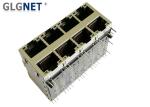 Integrated LED 10G RJ45 Connector 2x4 Multiple Port EMI Tabs Or EMI Gasket