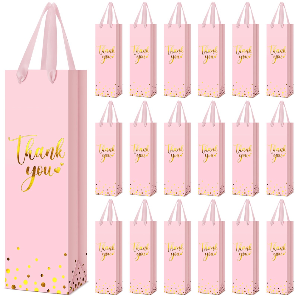 Custom Printed Kraft Paper Wine Bottle Gift Shopping Bag with Hand Length Handle