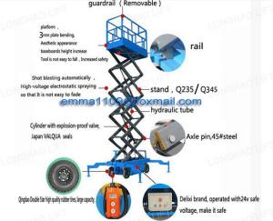China SJY0.5-14 Mobile Scissor Platform Load Capacity 500kg 14m Platform Height 380V Power factory