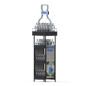 China Customizable Metal 4-Layer Laminated Whiskey Display Rack Suitable For Stores factory
