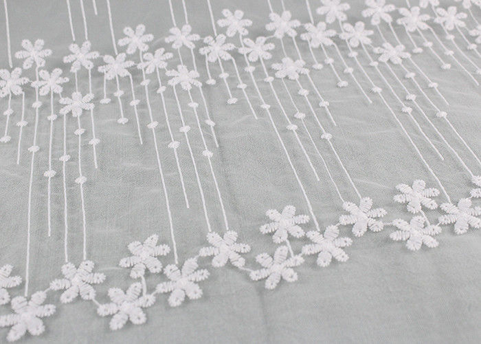 51 Inches Ivory Flower Embroidered Mesh Lace Fabric For French Wedding Dresses