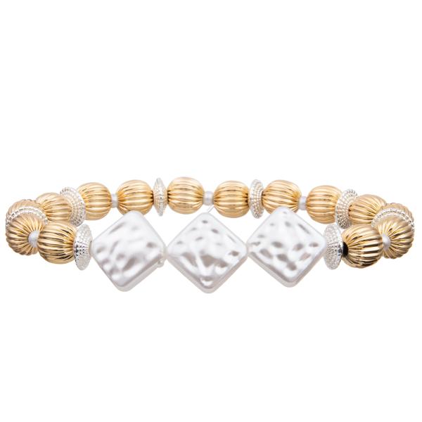 Factory supplied Gold fashin metallic feeling Gold Silver Beads Mix Square