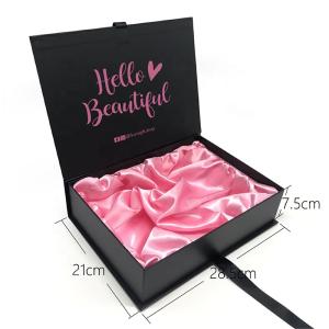 China Custom Hair Packaging With Ribbon Black Luxury Wig Packaging Paper Gift Box Unique Hair Extension Packaging factory