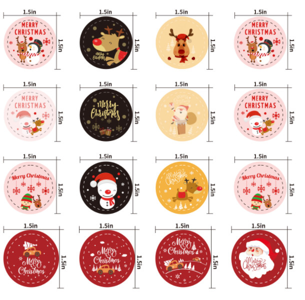 Pantone Color Sticky Label Roll PVC Merry Christmas Vinyl Stickers