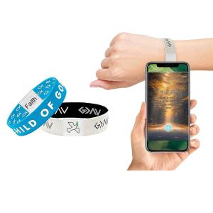 China Fabric Stretch Daily Bible Verse Bracelets With NFC RFID Fabric Elastic Wristbands factory